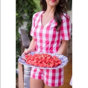 Draper James Pink Gingham Romper